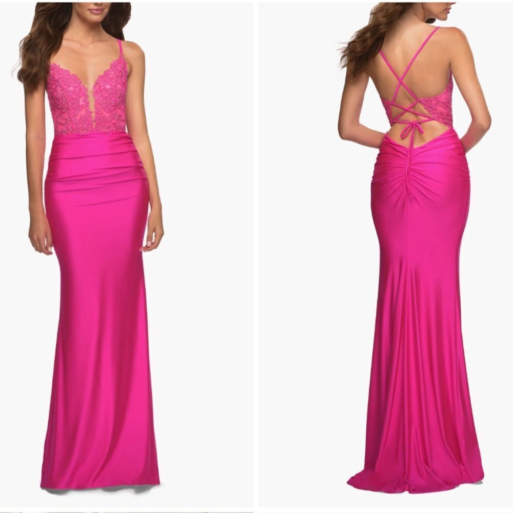 Nwt La Femme Illusion Plunge Mermaid Gown Size 6